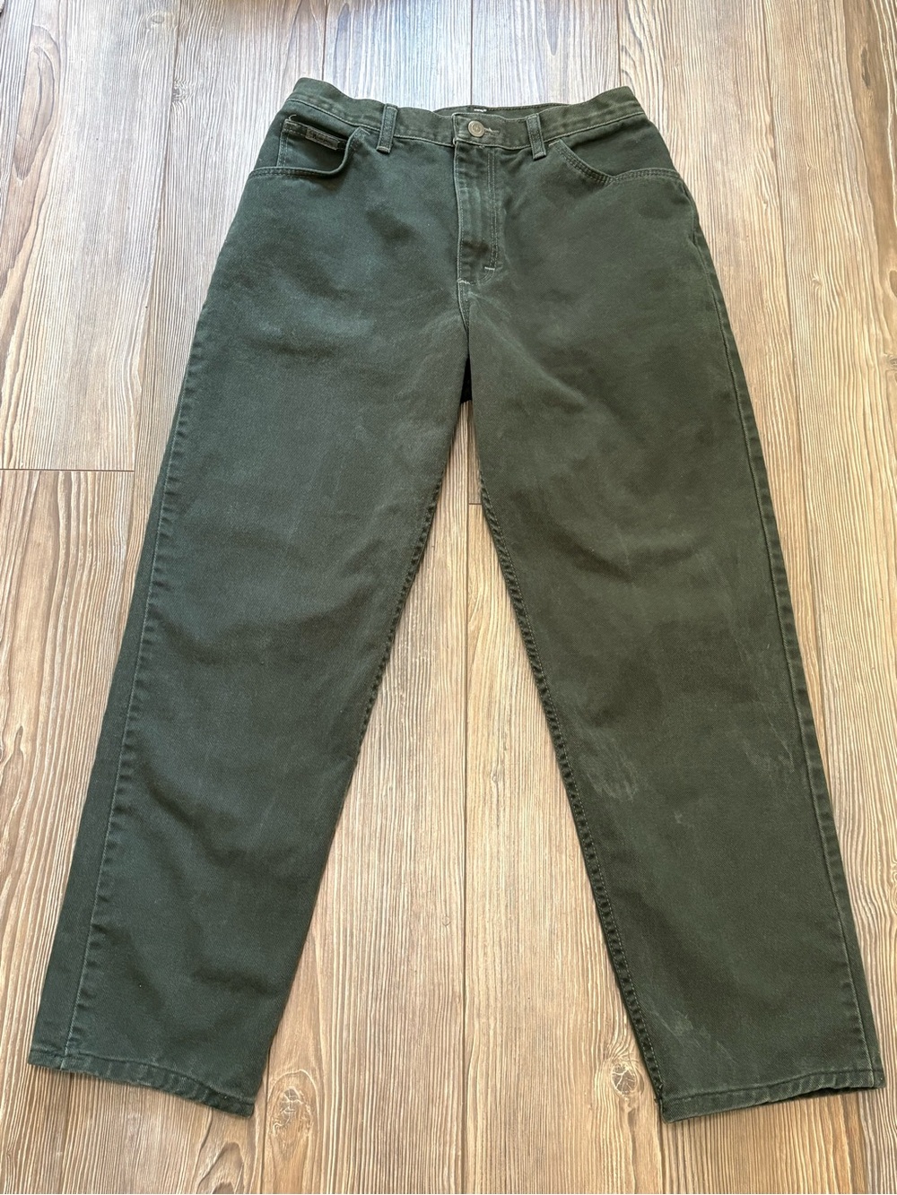 Vintage Wrangler MSR01 High Rise Green Jeans Women Sz 10 x 30 Straight Leg Mom